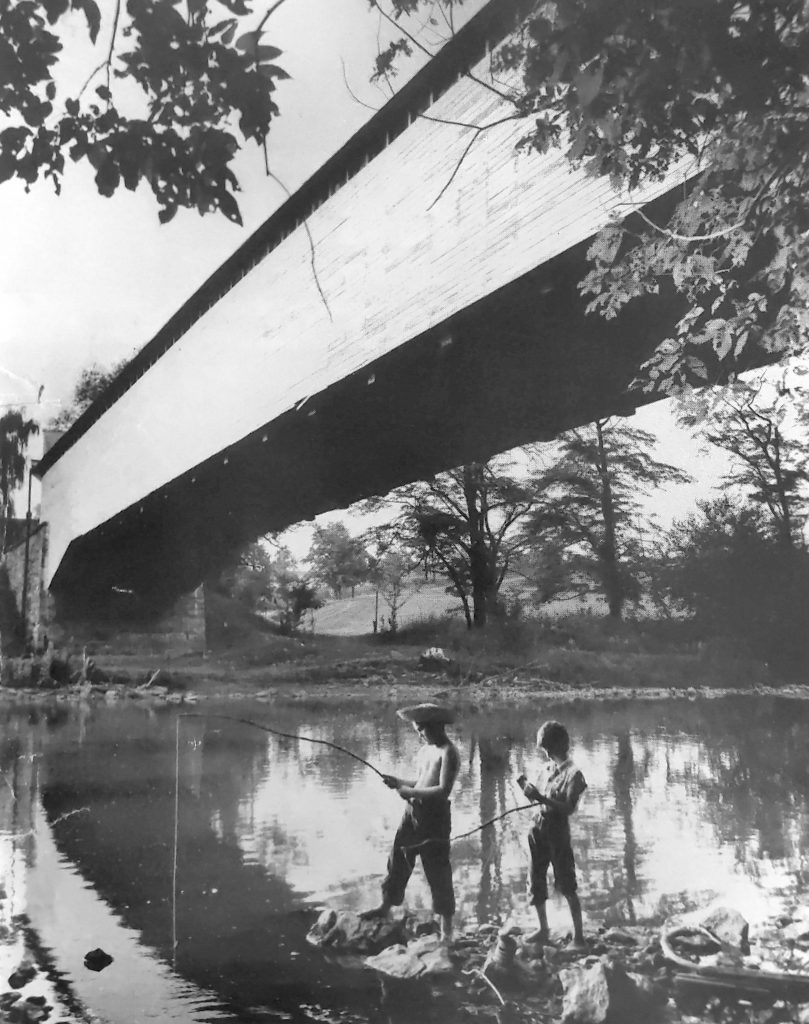 Wertz's Covered Red Bridge spanning the Tulpehocken Creek in 1950