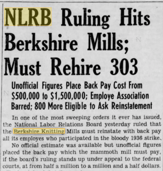 Berkshire Knitting Mills Strike